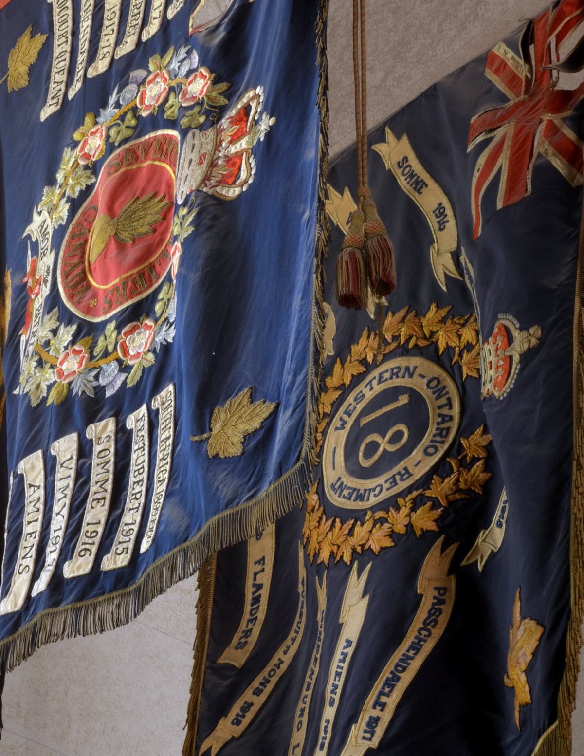 Hanging Military Colours, in safe keeping at St. Paul's